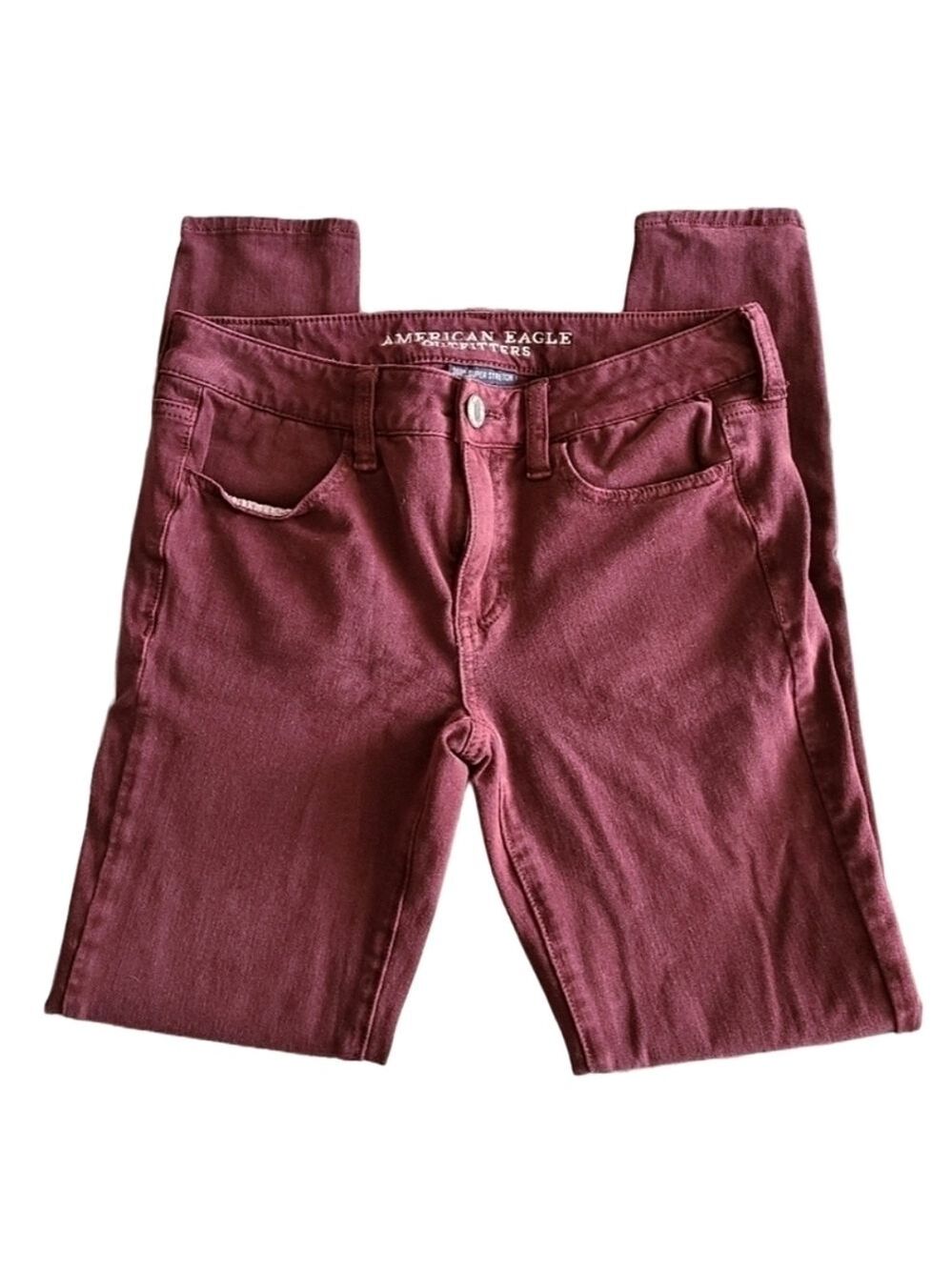 American Eagle 360° Super Stretch Jeggings Sateen Wine Burgundy Skinny Jeans 6R